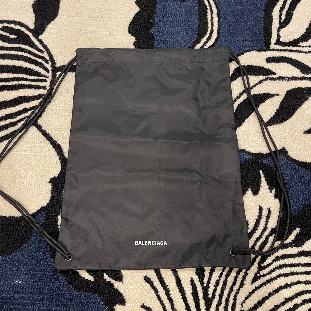 Unisex Balenciaga black drawstring bag